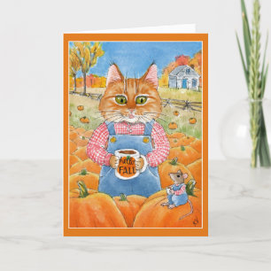 Cute cat pumpkin spice holiday card