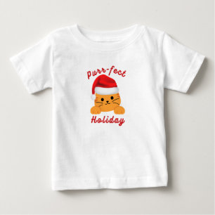 Cute Cat Purr‑fect Holiday Baby Christmas Shirt