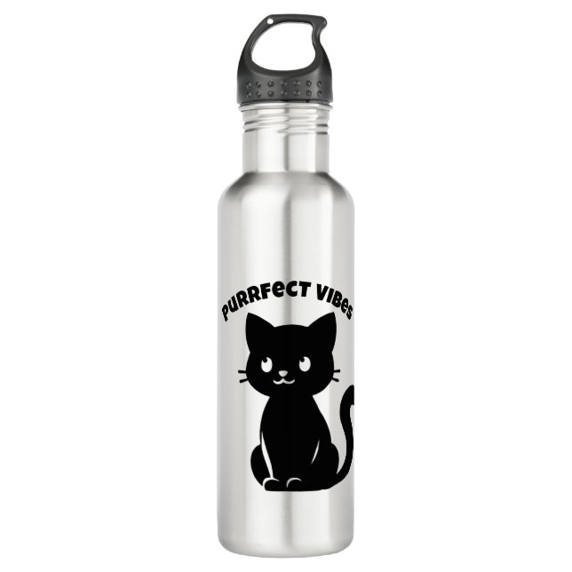 Cute Cat Purrfect Vibes 710 Ml Water Bottle (Front)