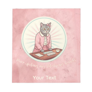 Cute Cat Purrfecting My Mahjong Hands Personalized Notepad