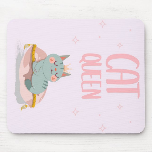 Cute Cat Queen Gift Idea, Kitten Cat Funny Gift Mouse Mat (Front)