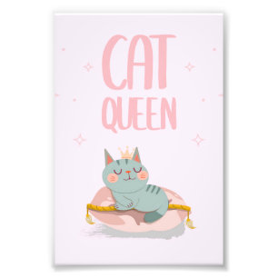 Cute Cat Queen Gift Idea, Kitten Cat Funny Gift Photo Print