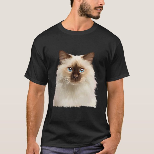 Cute Cat Ragdoll Cat  Face T-Shirt (Front)