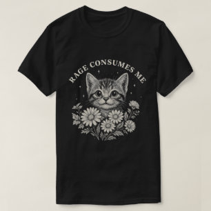 Cute Cat Rage Aesthetic – Funny Kitten with Flower T-Shirt