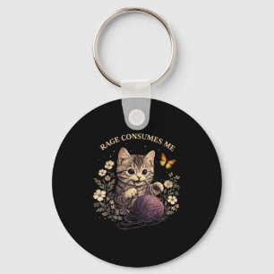 Cute cat rage consumes funny cat lovers meme key ring