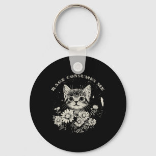 Cute Cat Rage Consumes Me Funny Sarcastic Kitten F Key Ring
