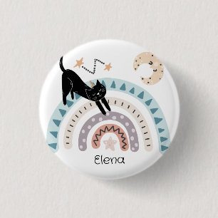 Cute Cat Rainbow Unicorn Custom Name   3 Cm Round Badge