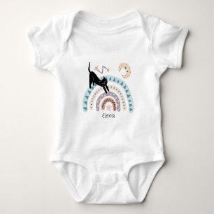 Cute Cat Rainbow Unicorn Custom Name      Baby Bodysuit