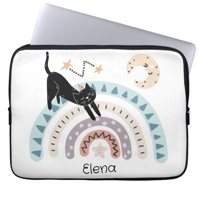 Cute Cat Rainbow Unicorn Custom Name          Laptop Sleeve (Front)