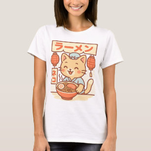 Cute Cat Ramen Shop T-Shirt   Japanese Kawaii Nood
