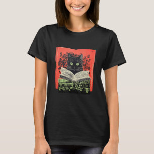 Cute Cat Reading Book Teachers Pet Librarian Flora T-Shirt