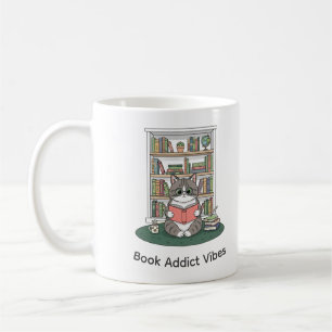 Cute Cat Reading Glasses Coffee Shelf Art Mug