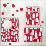 Cute Cat Red and White Festive Wrapping Paper Sheet<br><div class="desc">Fun little white kitty cats on a festive red background.  Purrfect for animal lovers. Pack includes three different scales of the same pattern.</div>