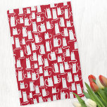 Cute Cat Red and White Tea Towel<br><div class="desc">Fun little white kitty cats on a festive red background.  Purrfect for animal lovers.</div>