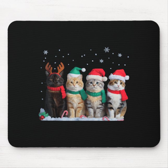 Cute Cat Reindeer Light Christmas Cat Funny Santa  Mouse Mat (Front)