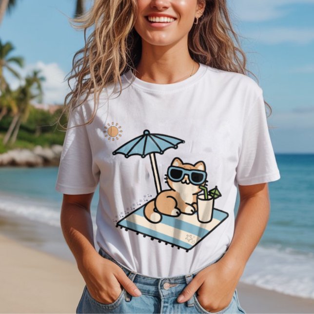 Cute Cat relaxing under beach umbrella, Summer  Tri-Blend Shirt (Creator Uploaded)