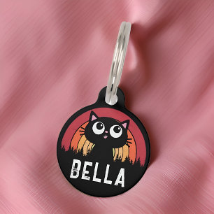 Cute Cat Retro Vintage Rainbow Forest Pet Tag