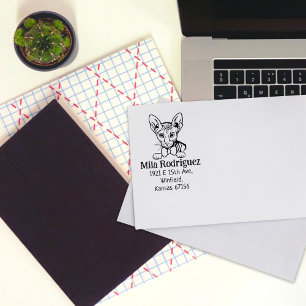 Cute Cat Return Address Rubber Stamp