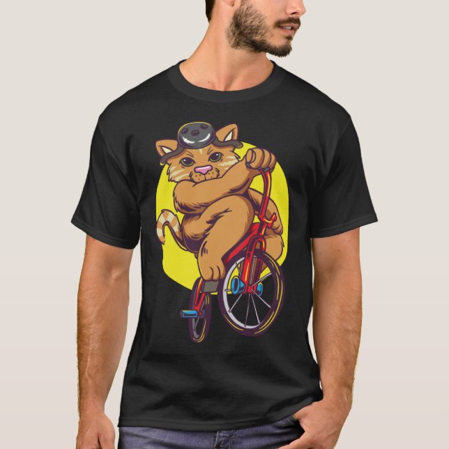 Cute cat riding a BMX bike T-Shirt (Front)