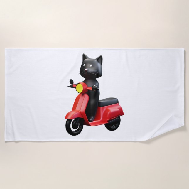 CUTE CAT riding a motocycle Classic T-Shirt (1) Beach Towel (Front)