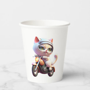 CUTE CAT riding a motocycle Classic T-Shirt (7) Paper Cups