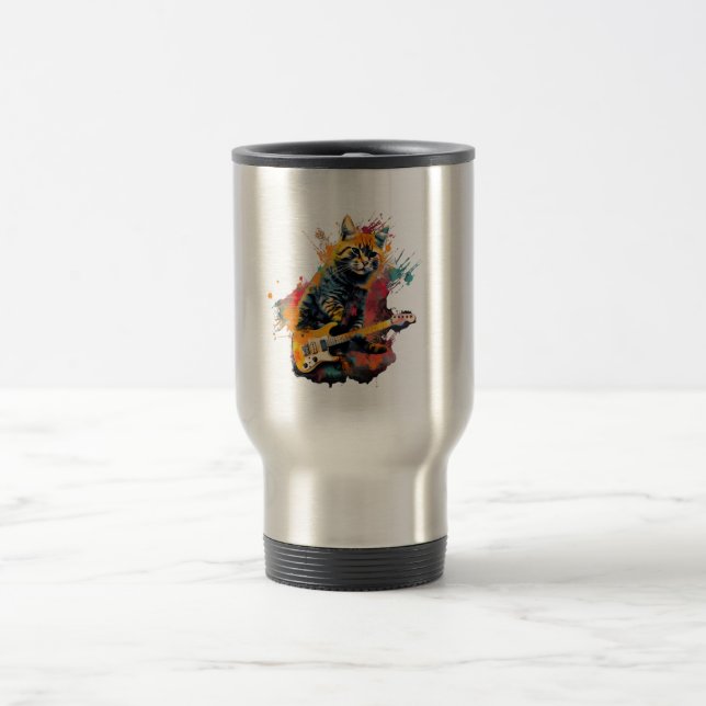 cute cat rocks tar design  travel mug (Center)