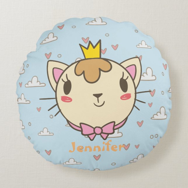 Cute Cat Round Cushion (Front)