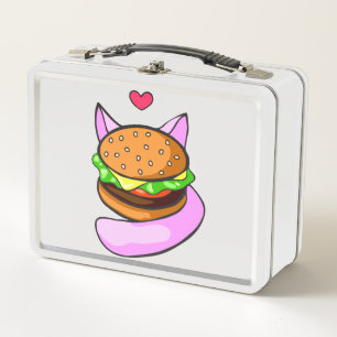 Cute cat sandwich design metal lunch box