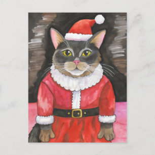 Cute Cat Santa Christmas Postcard