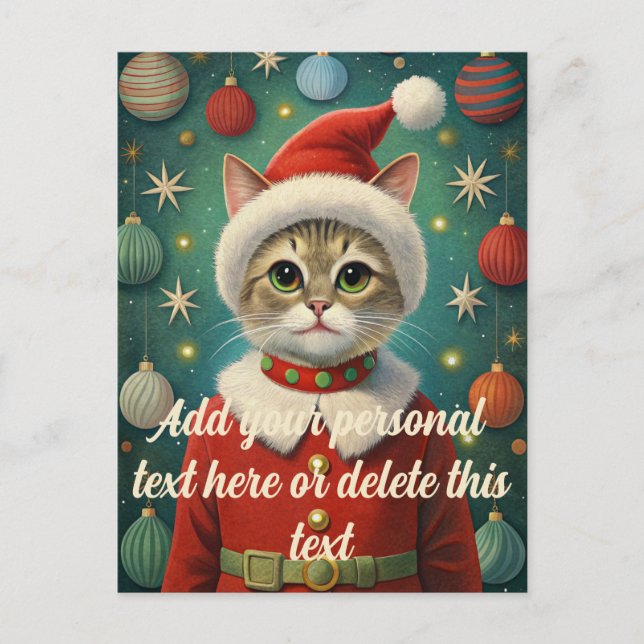 Cute cat santa claus Christmas  Postcard (Front)