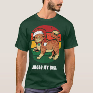 Cute Cat Santa Claus Retro Vintage Sunset Happy Ho T-Shirt