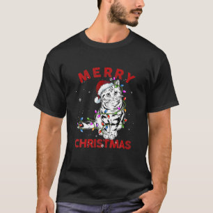 Cute Cat Santa Hat Christmas Lights Funny Cat Love T-Shirt