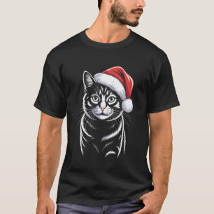 Cute Cat Santa Hat Christmas Xmas Kitten for Men W T-Shirt