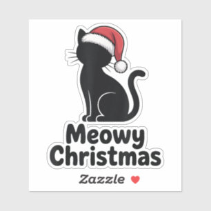 Cute Cat Santa Hat Pun Meowy Christmas
