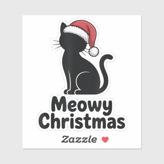 Cute Cat Santa Hat Pun Meowy Christmas (Sheet)
