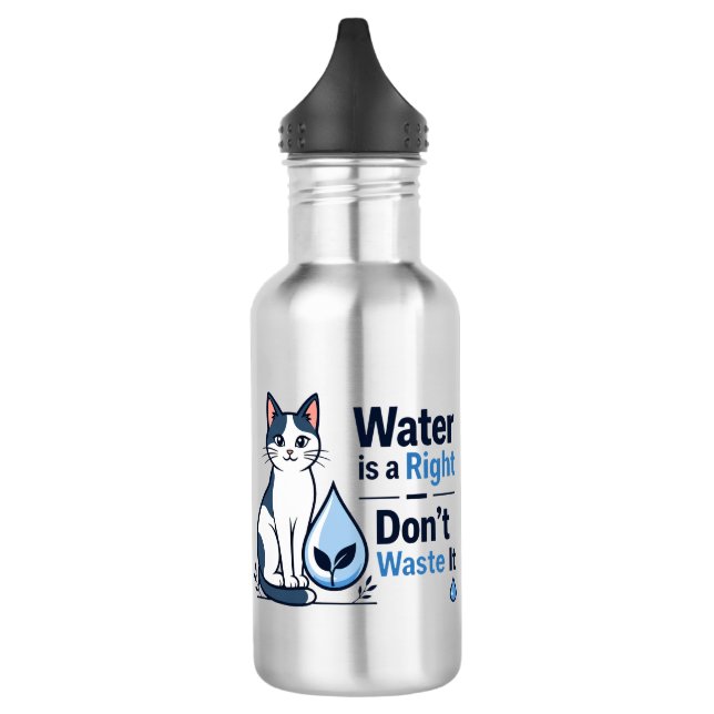 Cute Cat Save Water Eco Friendly  532 Ml Water Bottle (Left)