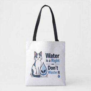 Cute Cat Save Water Eco Friendly Canvas  Tote Bag