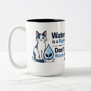 Cute Cat Save Water Eco Friendly Two-Tone Coffee Mug
