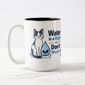 Cute Cat Save Water Eco Friendly Two-Tone Coffee Mug
