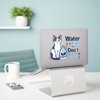 Cute Cat Save Water Eco Friendly Vinyl