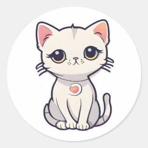 Cute cat say ohayo!! classic round sticker