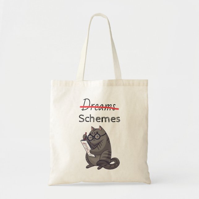 Cute Cat Schemes Funny Cat Tote Bag (Front)