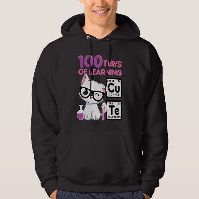Cute cat scientist 100 school days girls hoodie (Front)
