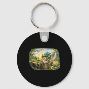 Cute Cat Selfie Earth Day Nature Celebration Funny Key Ring