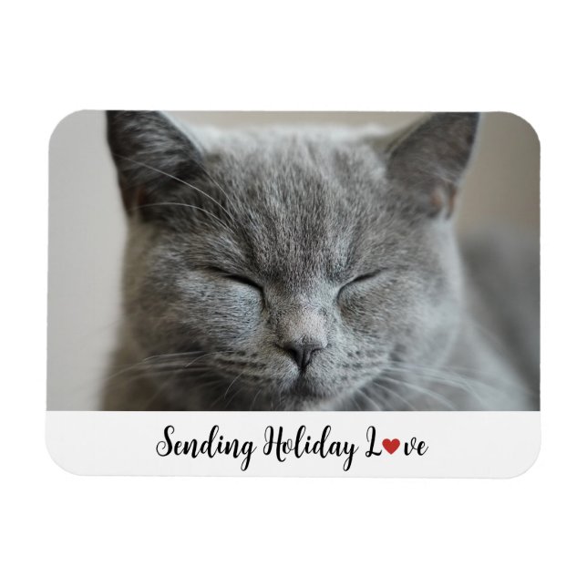 Cute Cat Sending Holiday Love  Magnet (Horizontal)