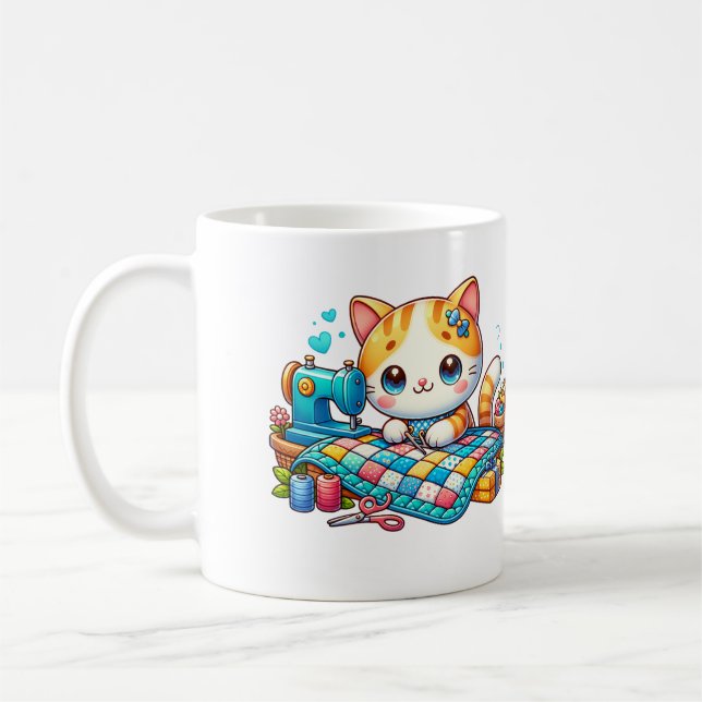 Cute Cat Sewings The Quilt Coffee Mug (Left)