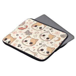 Cute Cat simple pet kitten Pattern Party Laptop Sleeve