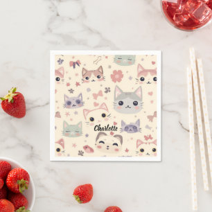 Cute Cat simple pet kitten Pattern Party Napkin