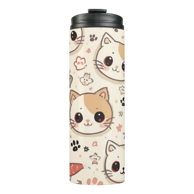 Cute Cat simple pet kitten Pattern Party Thermal Tumbler (Front)