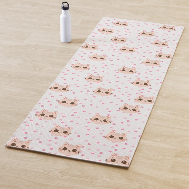 Cute Cat simple pet kitten Pattern Party Yoga Mat (In Situ)